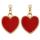E-3950 Korea Style Gold Plated Red Acrylic Heart Dangle Earrings