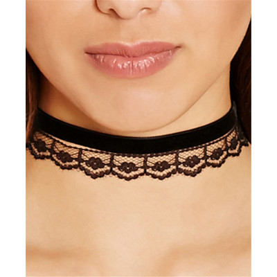 N-6592 Women Fashion  Black Lace Choker Necklaces Punk Gothic  Handmade Adjustable Neck Goth Boho Style Jewelry