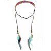 F-0381 Bohemian Handmade Embroidery Flower Elastic Rope Chain Wooden Beaded Feather Tassel Headdress Hairband Women Jewelry
