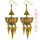 E-3953 Fashion Retro Drop Dangle Hook Earrings Exaggerated Alloy Gemstone Triangle Tassels Earring for Lady