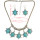 N-6608 Bohemian Turkish Ethnic Inlay Rhinestone Turquoise Tortoise /Leaf/Elephant Shape Pendant Necklaces Earrings For Women Set Jewelry
