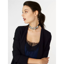 N-6611 Fashion Collar Bib Neckchain Geometry Diamond Shape Crystal Rhinestones Short Chain Necklace  2 Colors