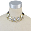 N-6611 Fashion Collar Bib Neckchain Geometry Diamond Shape Crystal Rhinestones Short Chain Necklace  2 Colors