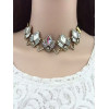 N-6611 Fashion Collar Bib Neckchain Geometry Diamond Shape Crystal Rhinestones Short Chain Necklace  2 Colors