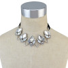 N-6611 Fashion Collar Bib Neckchain Geometry Diamond Shape Crystal Rhinestones Short Chain Necklace  2 Colors