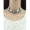 N-6611 Fashion Collar Bib Neckchain Geometry Diamond Shape Crystal Rhinestones Short Chain Necklace  2 Colors