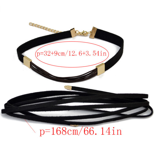 N-6607 European Style Gold Silver Fashion Necklaces Velvet Leather Choker Short Clavicle Necklaces For Women Jewelry