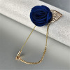 P-0352 Cloth Rose Flowers Corsage Men's Brooches Suit Jacket Accessories Brooch Pin with Chain Marry Jewelry 3 Colors