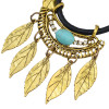 N-6615 Bohemian Fashion Gold Silver Alloy Inlay Natural Turquoise Rhinestone Choker Necklace Leaf Tassels Statement Necklaces Women Jewelry