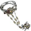 B-0709  Hot Sale Retro Vintage Sterling  Silver Gemstone Long Tassel Chain  Bracelet with Lovely Small gecko shape Bracele Jewelry