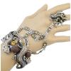 B-0709 Hot Sale Retro Vintage Sterling Silver Gemstone Long Tassel Chain Bracelet with Lovely Small gecko shape Bracele Jewelry