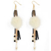 E-3957 Drop Dangle Earring Mink Hair Multilayer Thin Chains Pendant Long Tassel Beaded/Feather Earrings for Women