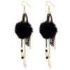 E-3957 Drop Dangle Earring Mink Hair Multilayer Thin Chains Pendant Long Tassel Beaded/Feather Earrings for Women