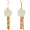 E-3958 Fashion Gold Plated Long Tassel Fur Resin Beads Dangle Earrings for Women &Girl 's Jewelry