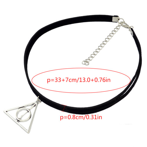 N-6630 Fashion Black Velvet Leather Chain Silver Triangle Shape Choker Short Clavicle Necklaces Women Jewelry