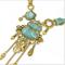 N-6642 Bohemian Silver Gold Fashion Necklace Inlay Irregular Geometry Blue Gem Coin Leaf Tassel Necklace Women Jewelry