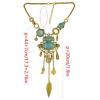 N-6642 Bohemian Silver Gold Fashion Necklace Inlay Irregular Geometry Blue Gem Coin Leaf Tassel Necklace Women Jewelry