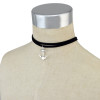 N-6639 Black Velvet Double Chain Anchor Pendant Choker Necklace