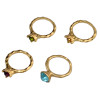 R-1426 4pcs/set Fashion Vintage Gold Joint Knuckle Nail Crystal Rhinestone Midi Ring Set Jewelry for Women