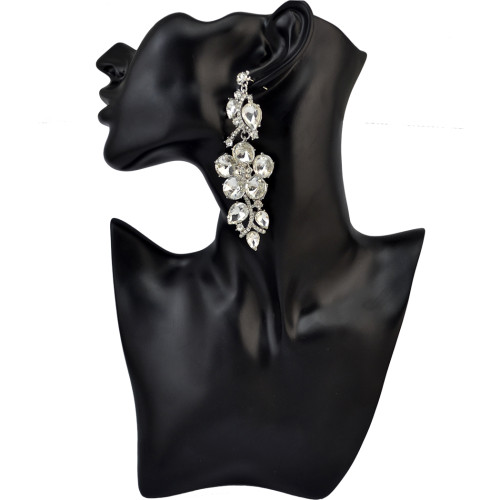 E-3964 Luxury Fashion 4 Colors Flower Shape Inlay Rhinestone Crystal Shiny Dangle Drop Earrings Women & Girls Accessory
