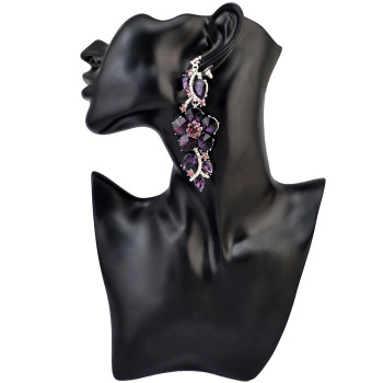 E-3964 Luxury Fashion 4 Colors Flower Shape Inlay Rhinestone Crystal Shiny Dangle Drop Earrings Women & Girls Accessory