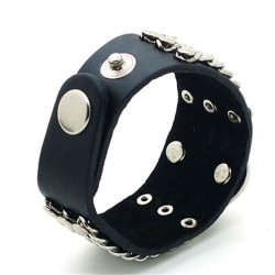 B-0831 Fashion Leather Balck Brown Punk Personality Skull and Crossbone Rivet Adjustable Cuff Bangle Bracelet