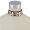 N-6646 Unique Black Brown Collar Leather Chokers Charm Rhinestone Crystal Pendant Necklaces Stud Drop Dangle Earring for Women Jewelry