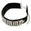 N-6646 Unique Black Brown Collar Leather Chokers Charm Rhinestone Crystal Pendant Necklaces Stud Drop Dangle Earring for Women Jewelry