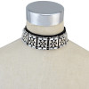 N-6646 Unique Black Brown Collar Leather Chokers Charm Rhinestone Crystal Pendant Necklaces Stud Drop Dangle Earring for Women Jewelry