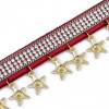 N-6659 Vintage Red Black Leather Star Pendant Rhinestones Crystal Choker Collar  Necklace for Women Jewelry