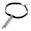 N-6666 Gold Silver Velvet Crystal Rhinestone Pendant Chain Choker Short Clavicle Necklace Women & Girls Jewelry