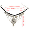N-6669 Vintage Silver Plated Leather Alloy Round Portrait Tassel Pendant Long Necklaces Women Girls Jewelry