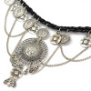 N-6669 Vintage Silver Plated Leather Alloy Round Portrait Tassel Pendant Long Necklaces Women Girls Jewelry