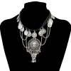 N-6669 Vintage  Silver Plated Leather Alloy Round Portrait  Tassel Pendant Long Necklaces Women Girls Jewelry