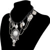 N-6669 Vintage Silver Plated Leather Alloy Round Portrait Tassel Pendant Long Necklaces Women Girls Jewelry