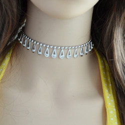 N-6672 Korean Style Choker Necklaces Adjustable Light Rhinestones Crystal Collar Bib Necklace