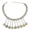 N-6676 Bohemian  Vintage Chain Choker Silver Plated Coin Pendant Necklace for Women Jewerly