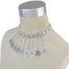 N-6676 Bohemian  Vintage Chain Choker Silver Plated Coin Pendant Necklace for Women Jewerly