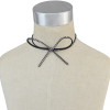 N-6683 Cute Bow-tie Design Rivet Nail Velvet Neck Strap Choker Necklace Collar Clavicle Chain