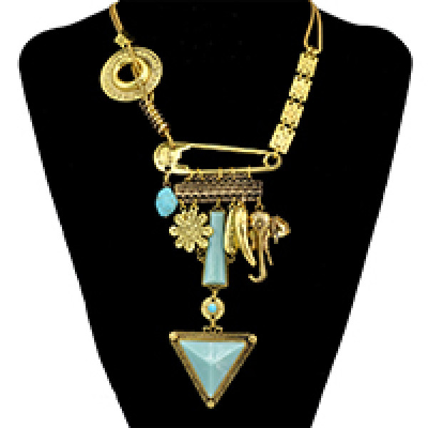 N-6682 Bohemian Tibetan Alloy Geometric Shape Elephant Multiple Elements Tassel Pendant Long Necklaces Women Jewelry