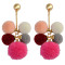 E-3979 Korea Fashion Gold Plated Plush Balls Tassel Dangle Earrings for Women & Girl 's Jewelry