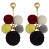 E-3979 Korea Fashion Gold Plated Plush Balls Tassel Dangle Earrings for Women & Girl 's Jewelry