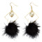 E-3982 Fashion Gold Plated Drop Earring Boho Faux Fur Ball Pearl Pendant Dangle Hook Earring for Women