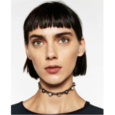 N-6684 Bohemian Bow-tie Design  Neck Strap Pearl Rhinestone Choker Necklace Collar Clavicle Chain