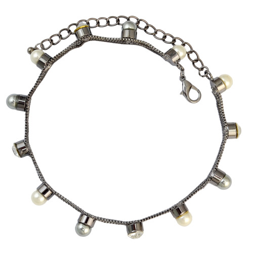 N-6684 Bohemian Bow-tie Design  Neck Strap Pearl Rhinestone Choker Necklace Collar Clavicle Chain