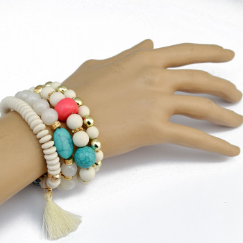 B-0840 4 Pcs/set Handmade Strength Beaded Bracelet Energy Waist Bracelet 5 Colors