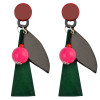 E-3987 Multicolor Acylic Ball Drop Earring New Fashon Long Black Leather Charm Leaf Dangle Earrings for Women