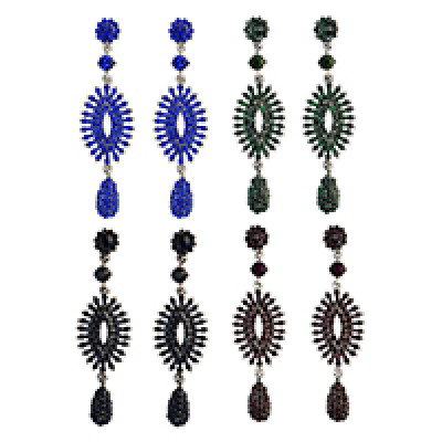 E-3985 5 Colors Luxury Drop Earring Inlay Crystal Rhinestone Design Dangle Long Earrings For Women Jewelry