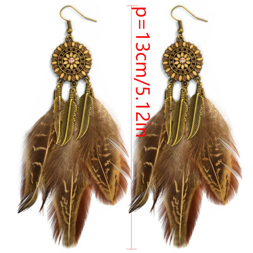 E-3993 2 Design Vintage Bronze tone Feather Dangle Drop Earrings for Women & Girls Jewelry
