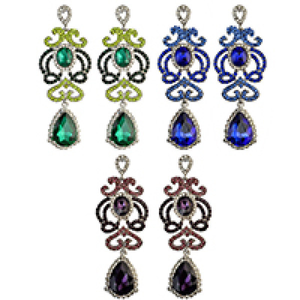 E-3992 3 Colors Luxury Drop Earring Inlay Crystal Rhinestone Waterdrop Shape Dangle Long Earrings For Women Jewelry